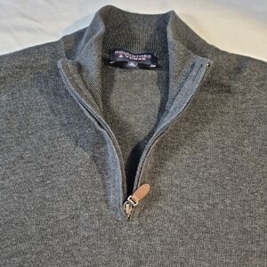 Roundtree & Yorke Gray Zip Up Long Dleeve Mens Sweater with Standing Collar